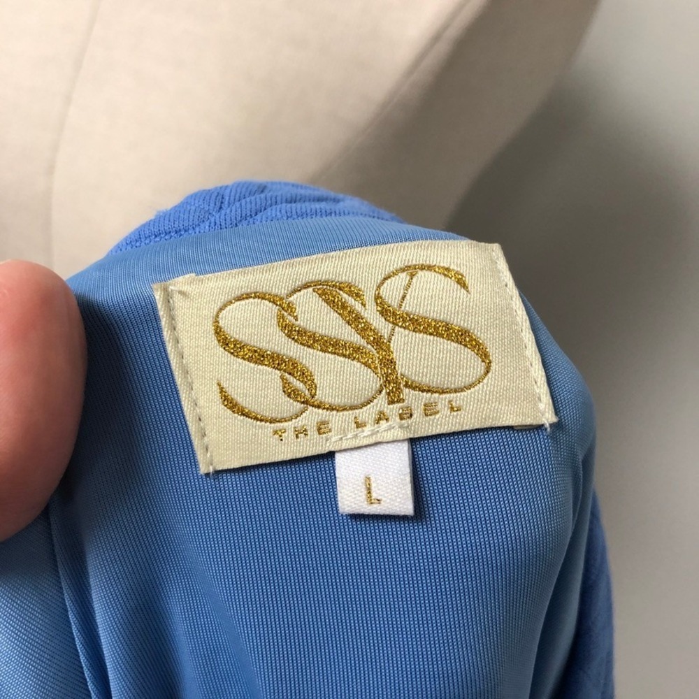 SSYS The Label Dress Womens Large Blue Geometric Quilted Half Zip Pockets Mini - Picture 4 of 7